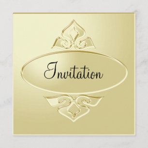 Invitación Evento de Fiesta de la placa metálica cremosa dora