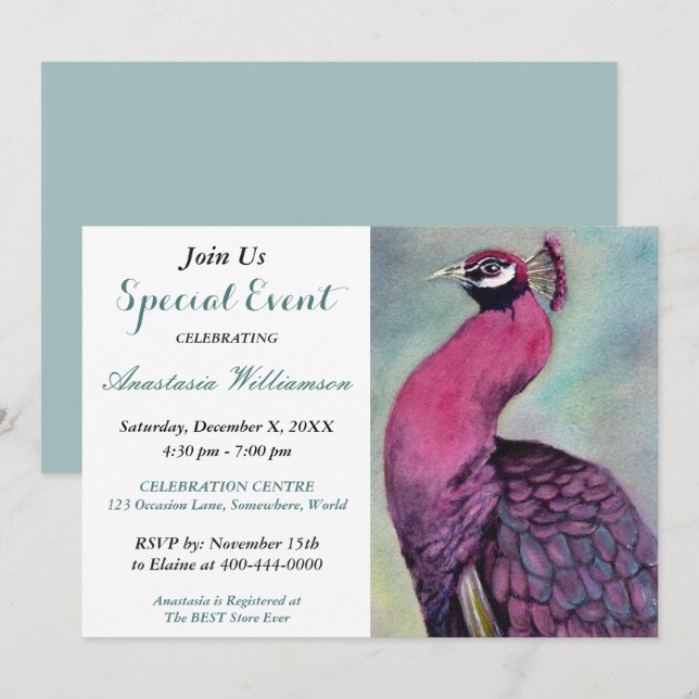 INVITACIÓN EVENTO DE FIESTA DE PELO ROSA DE COCINA CALIENTE (Anverso / Reverso)