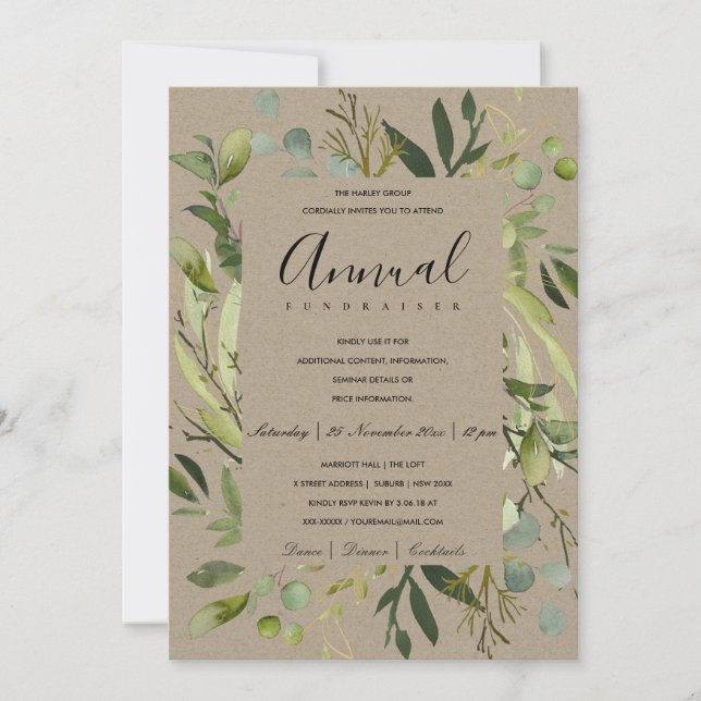 INVITACIÓN EVENTO DE FIESTA EMPRESARIAL DE LEAFY FRAME VERDE  (Anverso)