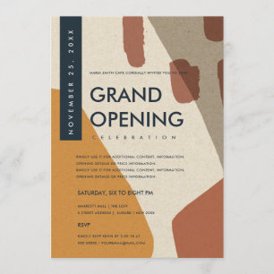 INVITACIÓN EVENTO DE GRAN APERTURA ABSTRACTO MODERNO RUST NAR