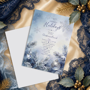 Invitación Evento de Navidad Exquisito Nevado Azul Polvorient