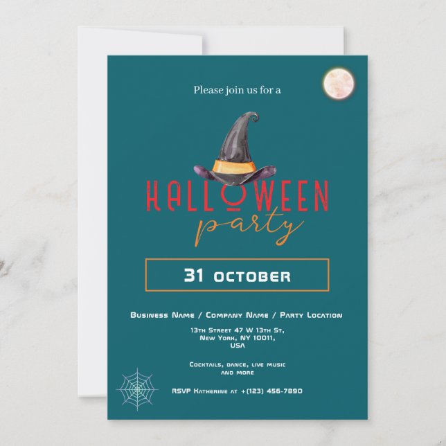 Invitación Evento de oficina de la fiesta de Halloween del Go (Anverso)