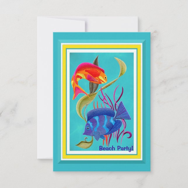 Invitación Evento de Personalizable de Fiesta de playa de pec (Anverso)