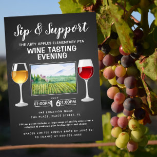 Invitación evento de recaudación de fondos de vino y queso pa