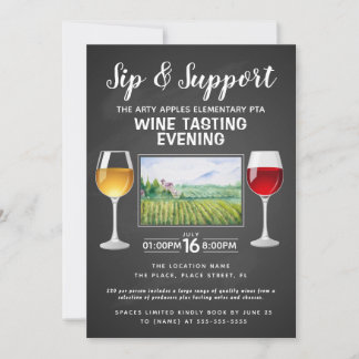 Invitación evento de recaudación de fondos de vino y queso pa