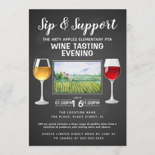 Invitación evento de recaudación de fondos de vino y queso pa