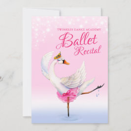 Invitación Evento de recital de bailes de ballet rosado en el