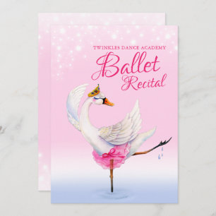 Invitación Evento de recital de bailes de ballet rosado en el