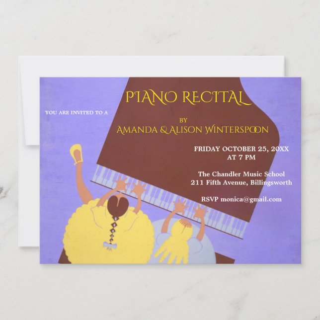 Invitación Evento de recital en dúo de música de piano  (Anverso)