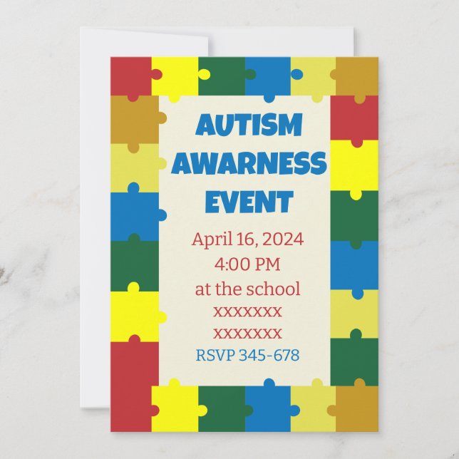 Invitación Evento de reconocimiento de escuela de autismo (Anverso)