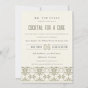 Invitación Evento de seminario de cóctel de damasco de plata 