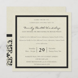 INVITACIÓN EVENTO DE TALLER CLÁSICO DE DAMASK BLANCO FORMAL