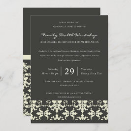 INVITACIÓN EVENTO DE TALLER CLÁSICO DE DAMASK BLANCO FORMAL