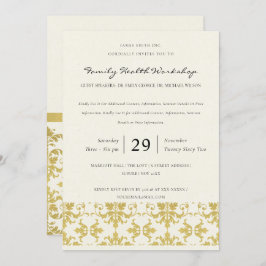 INVITACIÓN EVENTO DE TALLER CLÁSICO FORMAL FAUX GOLD DAMASK