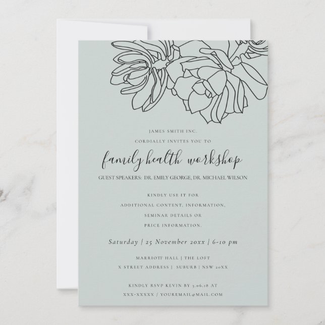 INVITACIÓN EVENTO DE TALLER DE DIBUJO DE CACTUS SUCCULENTO DE (Anverso)