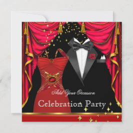 Invitación Evento de Vestido Rojo de Esmoquin Elegante Fiesta
