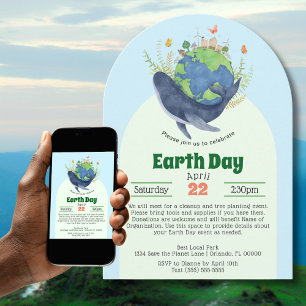 Invitación Evento del Día de la Tierra Moderno Ballena Azul