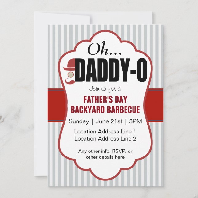 Invitación Evento del Día del Padre Daddy-O (Anverso)