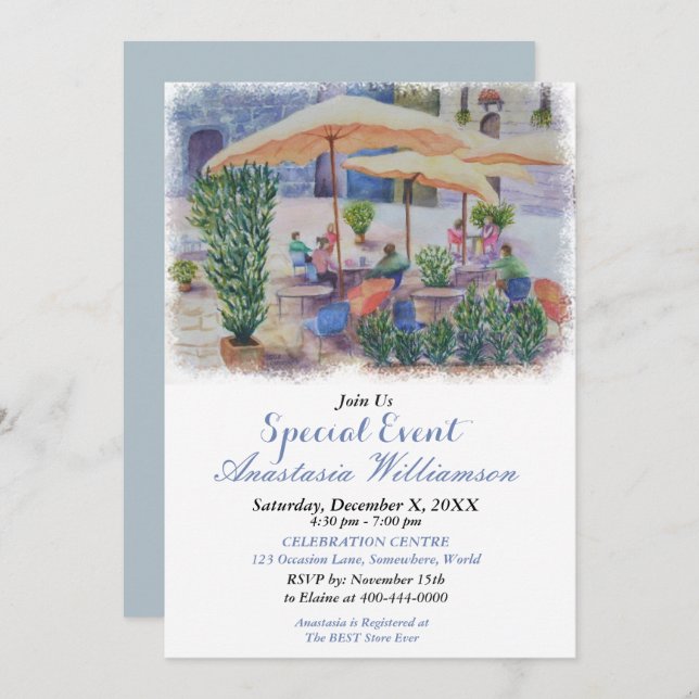 INVITACIÓN EVENTO DEL FIESTA DE LA CASA AL AIRE LIBRE (Anverso / Reverso)