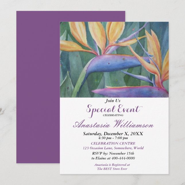 INVITACIÓN EVENTO DEL FIESTA DEL PARAÍSO TROPICAL INVITE (Anverso / Reverso)