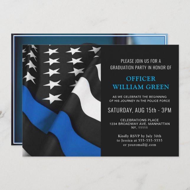 Invitación Evento del Partido de Graduación de FOTOS de la Po (Anverso / Reverso)