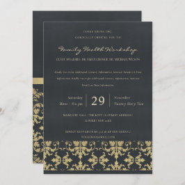 INVITACIÓN EVENTO DEL TALLER CLÁSICO NAVY VELVET GOLD DAMASK