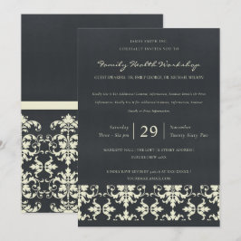 INVITACIÓN EVENTO DEL TALLER CLÁSICO NAVY VELVET WHITE DAMASK