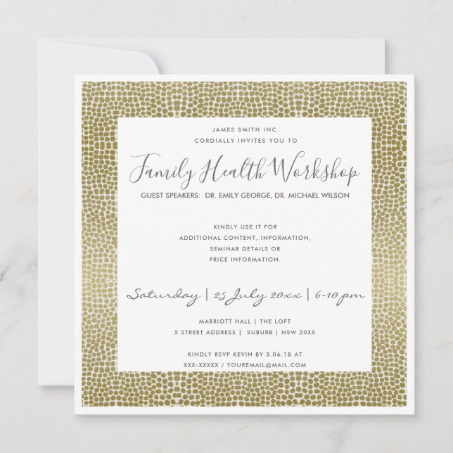 INVITACIÓN EVENTO DEL TALLER FORMAL FAUX GOLD WHITE MOSAIC DO (Anverso)
