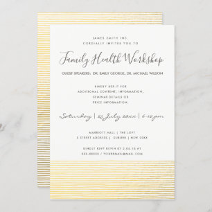 INVITACIÓN EVENTO DEL TALLER FORMAL FAUX GOLD WHITE STRIPE LI