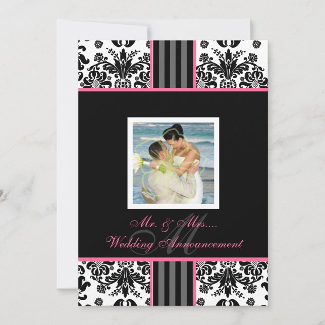 Invitación Evento diy de PixDezines.. damasco monograma isabe (Anverso)