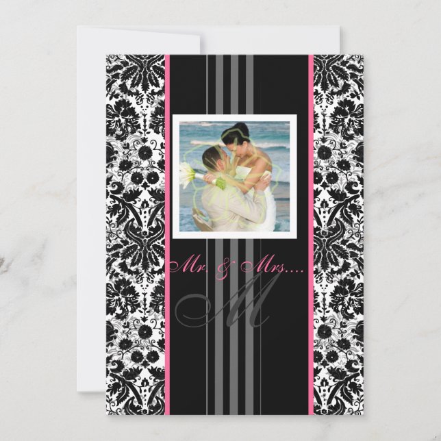 Invitación Evento diy de PixDezines.. damasco monogramo desir (Anverso)