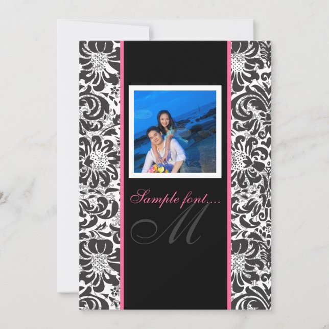 Invitación evento diy de PixDezines.. damasco monogramo fidor (Anverso)