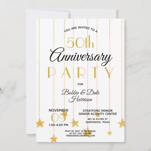Invitación Evento dorado de la 50ª Aniversario de Bodas (Anverso)