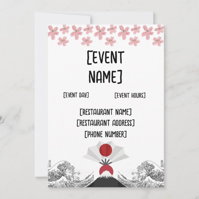 Invitación Evento e inauguración de un restaurante de sushi j (Anverso)