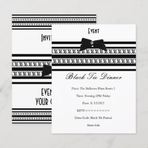 Invitación Evento Elegante Formal Corbata Negra Cena Blanca