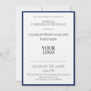 Invitación Evento Empresarial o Corporativo Azul con Logotipo