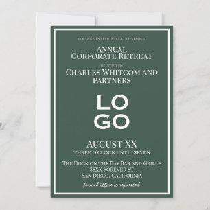 Invitación Evento Empresarial Verde con logotipo Personalizad