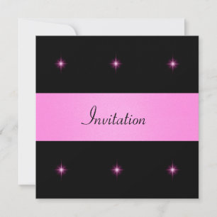 Invitación Evento especial Black & Pink Fuschia Stars