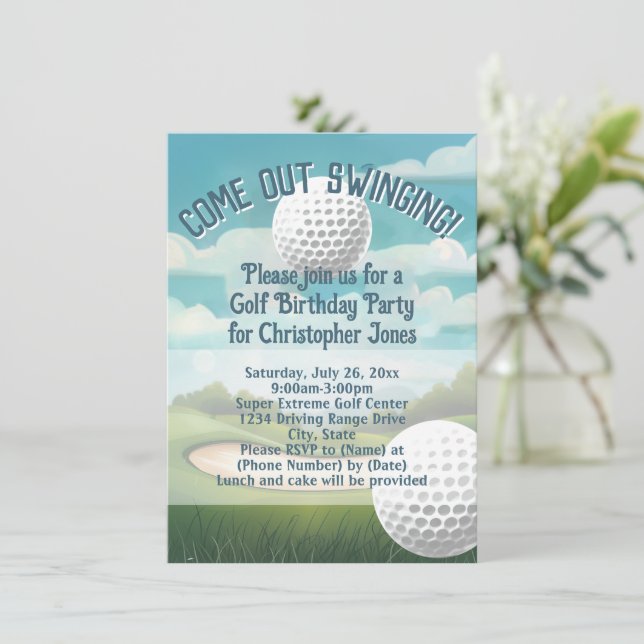 Invitación Evento especial de golf Drin Range o fiesta de cum (Anverso de pie)