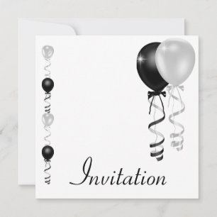 Invitación Evento especial de los globos blancos Black Silver