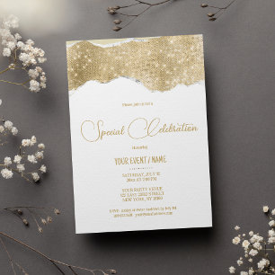 Invitación Evento especial de lujo con brillo de oro blanco y