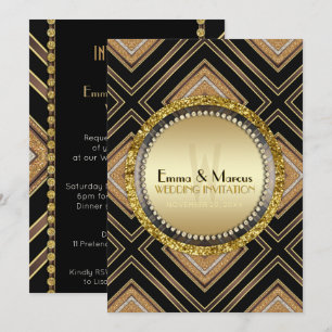 Invitación Evento especial del Boda de Geometría de oro negro