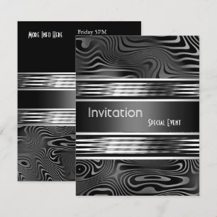 Invitación Evento Especial Metal Negro Plateado