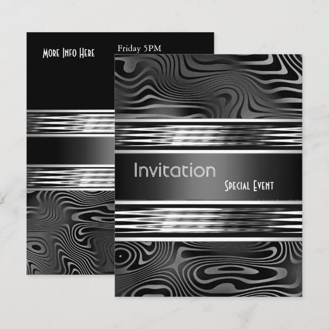 Invitación Evento Especial Plata Negra Metalizado (Anverso / Reverso)