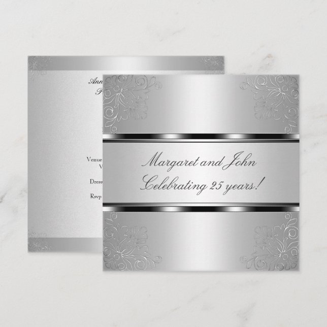 Invitación Evento Fiesta 25 Aniversario de Floral de Plata Li (Anverso / Reverso)