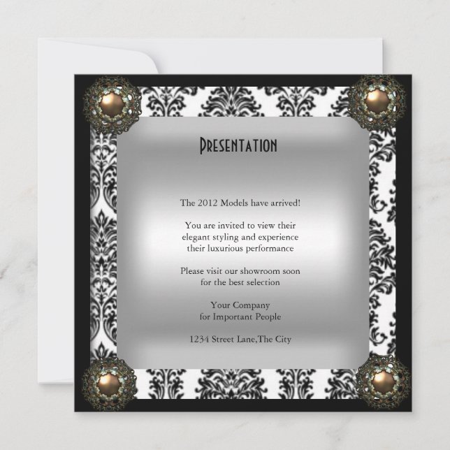 Invitación Evento fiesta Elegant Damask Jewel (Anverso)