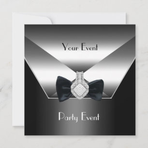 Invitación Evento fiesta Plata Black Tie Diamond