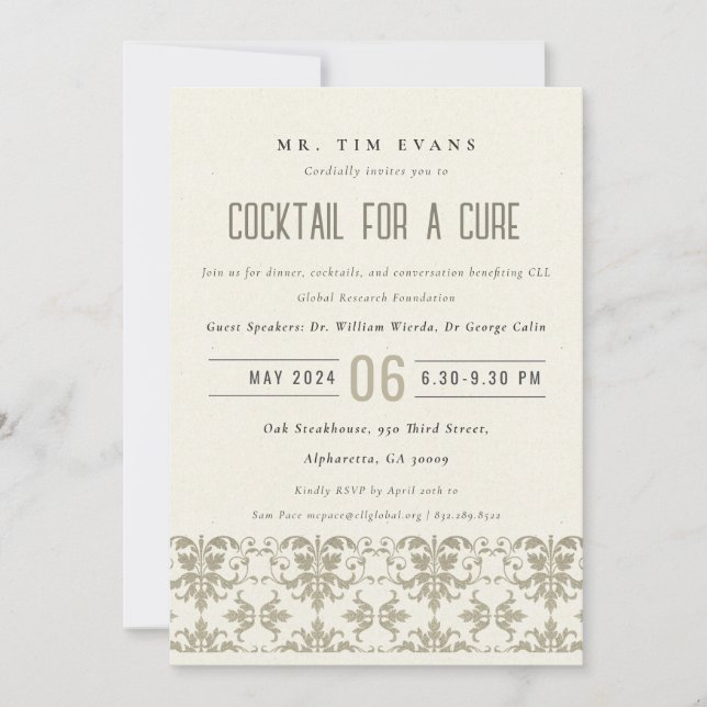 Invitación Evento formal del Seminario de cócteles de Damask  (Anverso)
