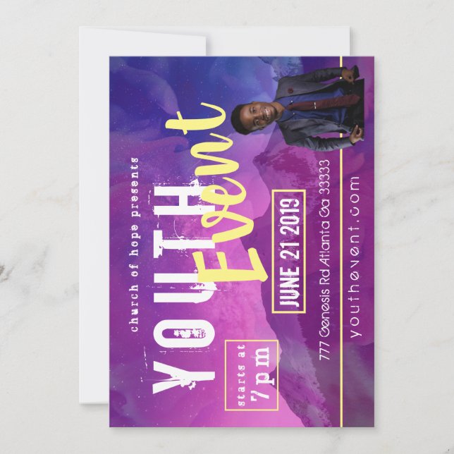 Invitación Evento juvenil de la iglesia (Anverso)