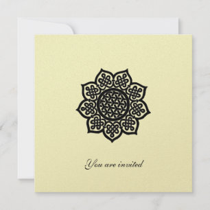 Invitación EVENTO MÁGICO papel metálico dorado